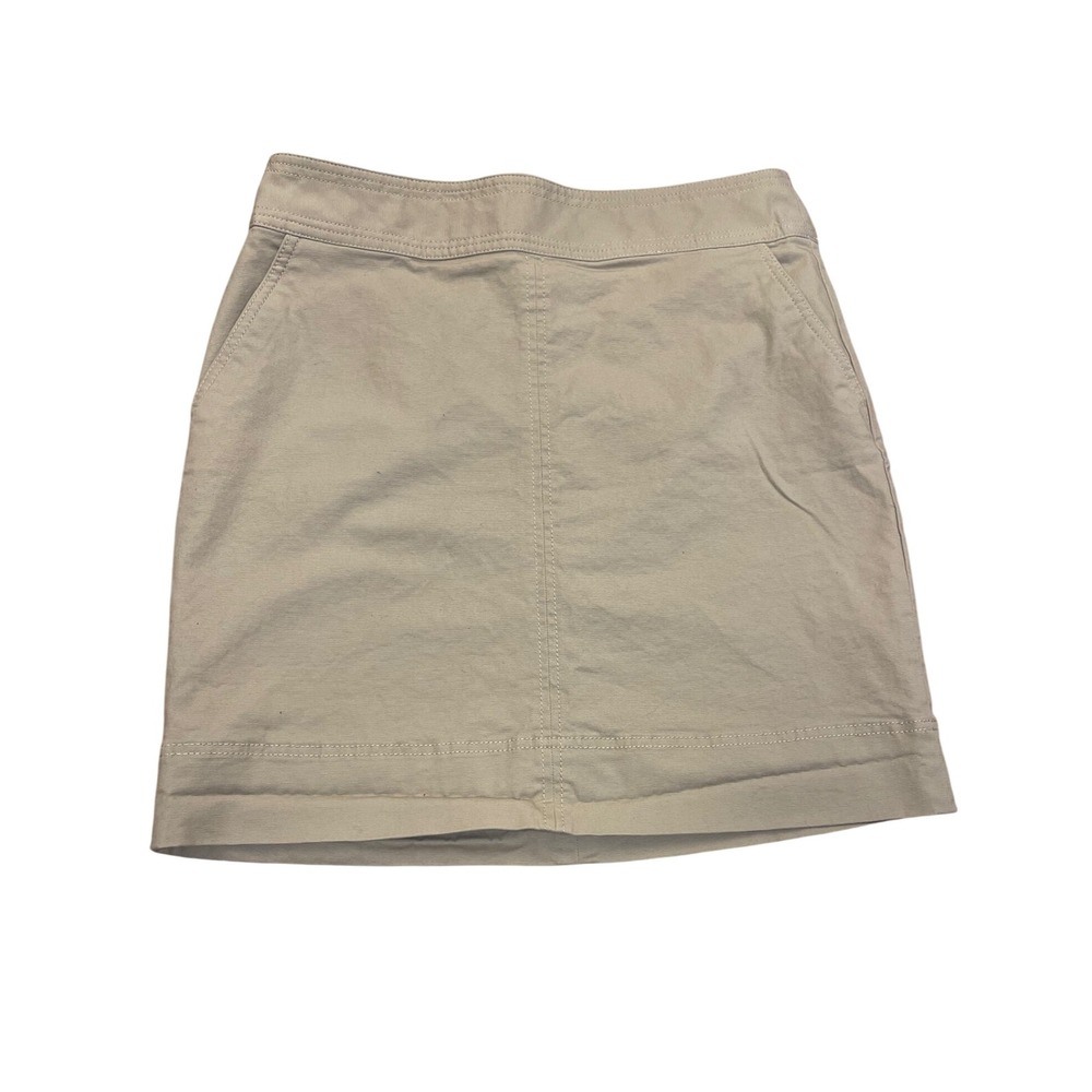 Talbots Womens A-Line Mini Skirt 8 Khaki Tan Career Casual Cotton